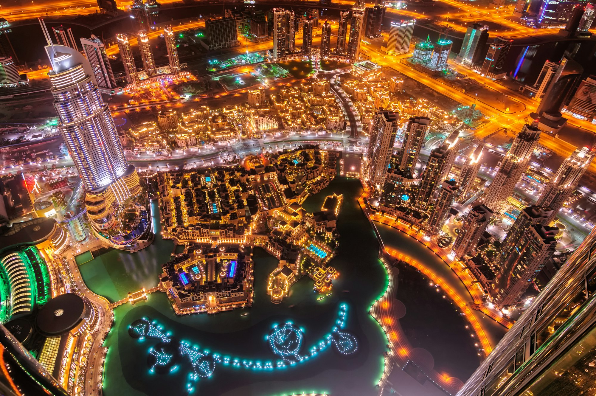 Dubai downtown view by night, Dubai, United Arab Emirates